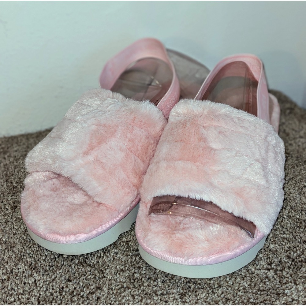 Koolaburra UGGS Fuzz'n II Pink Fuzzy Slide Sandals Platform Comfy US 10 NIB